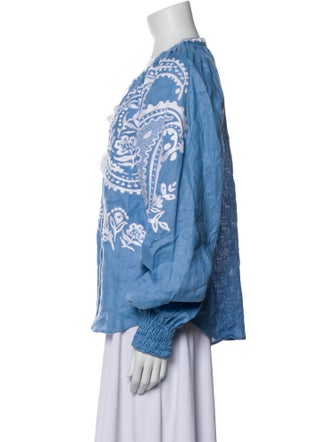 March 11 Linen Printed Blouse