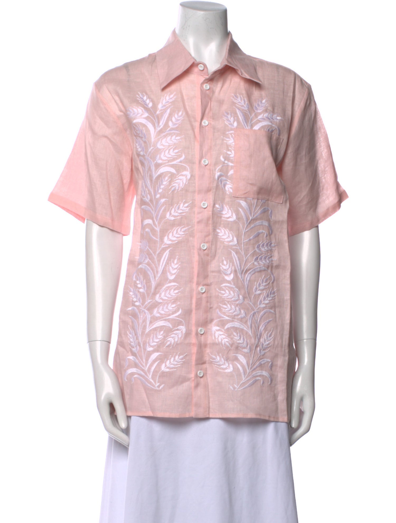 March 11 Linen Printed Button-Up Top