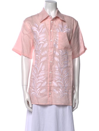 March 11 Linen Printed Button-Up Top