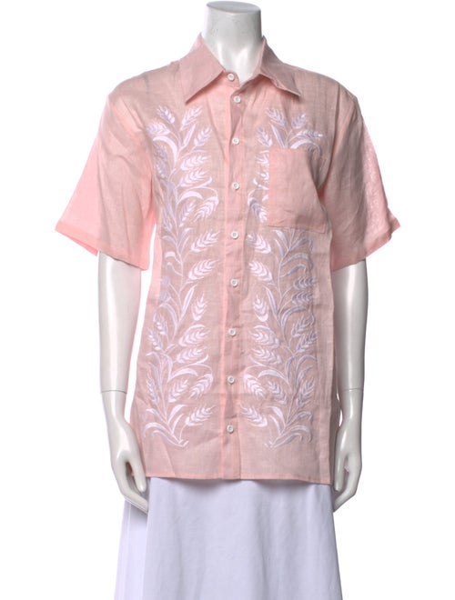 March 11 Linen Printed Button-Up Top