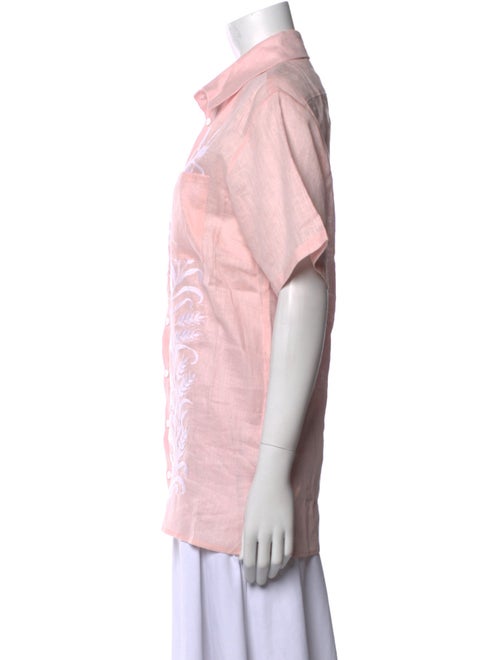 March 11 Linen Printed Button-Up Top