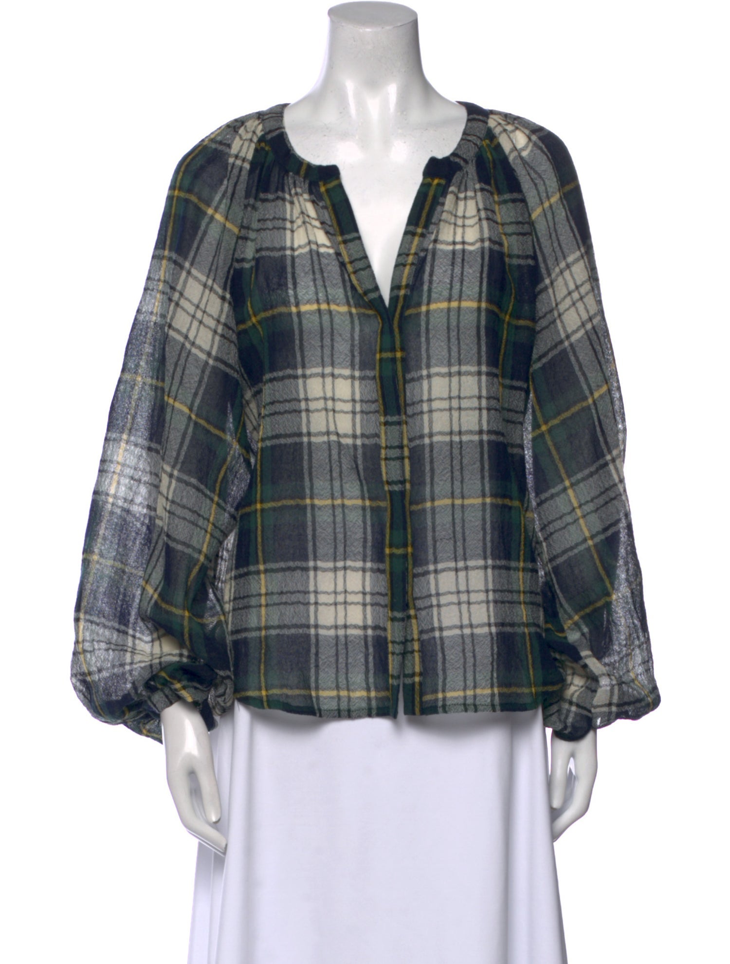 March 11 Plaid Print V-Neck Blouse