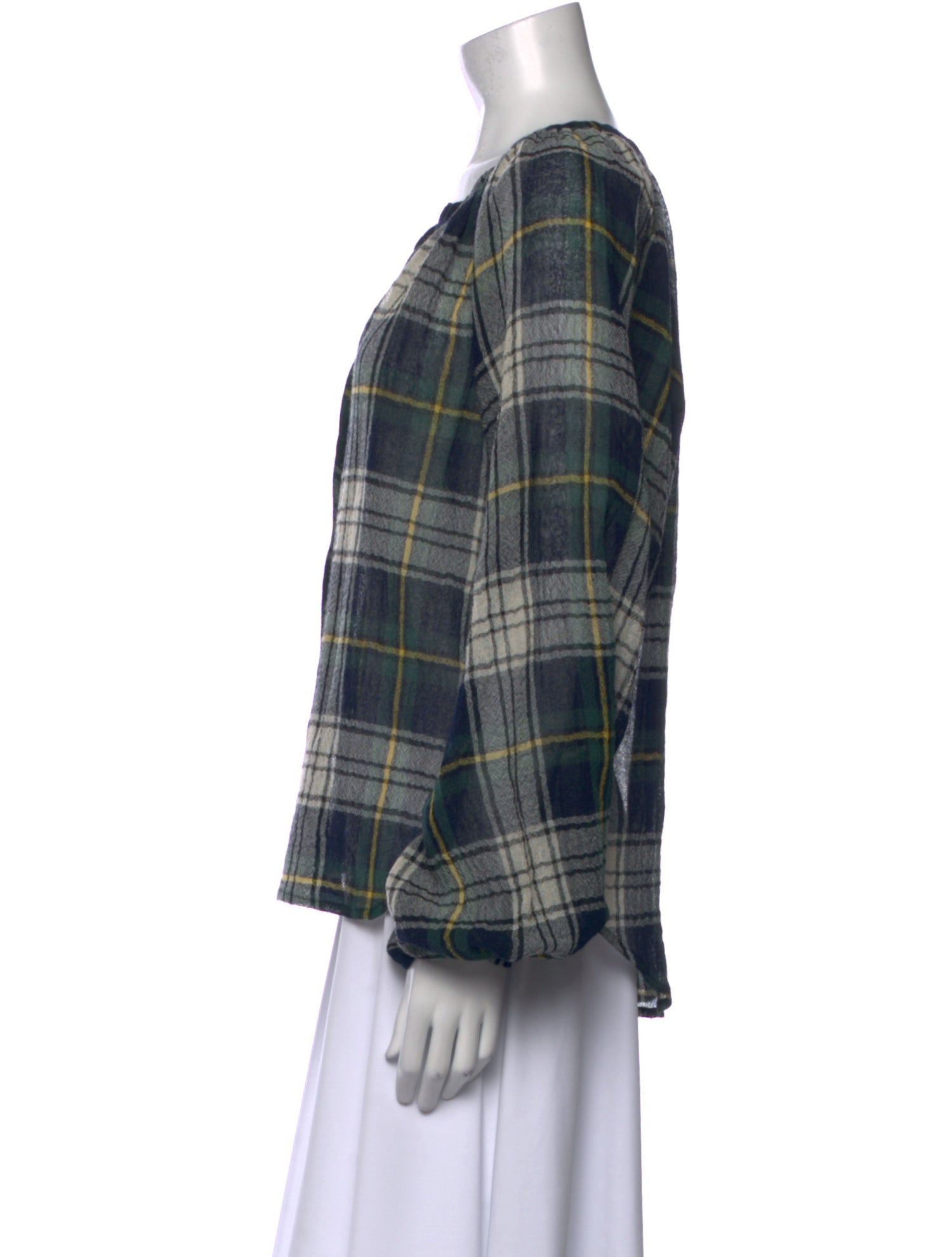 March 11 Plaid Print V-Neck Blouse