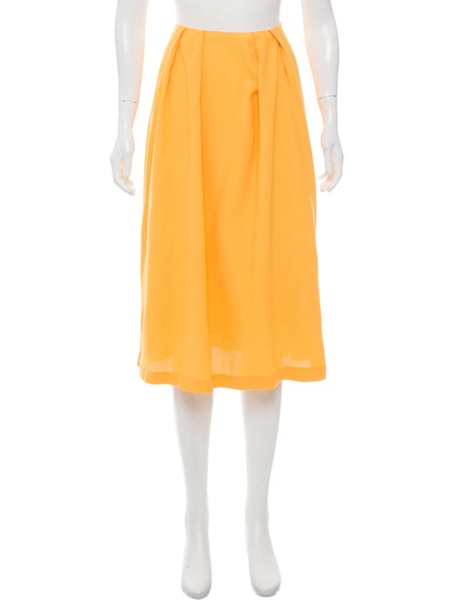 Marimekko Pleated Knee-Length Skirt Yellow