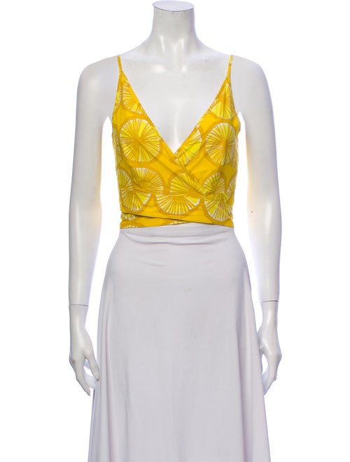 Marimekko Printed V-Neck Crop Top w/ Tags Yellow