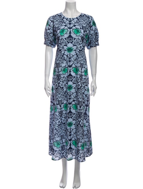 Marimekko Floral Print Long Dress Blue