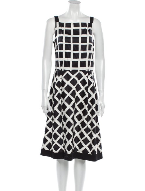 Marimekko Plaid Print Midi Length Dress Black