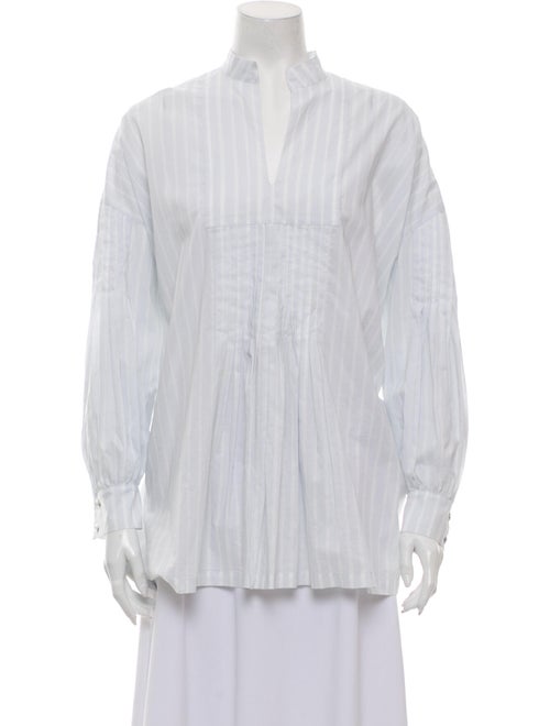 Marimekko Striped Mock Neck Tunic Blue