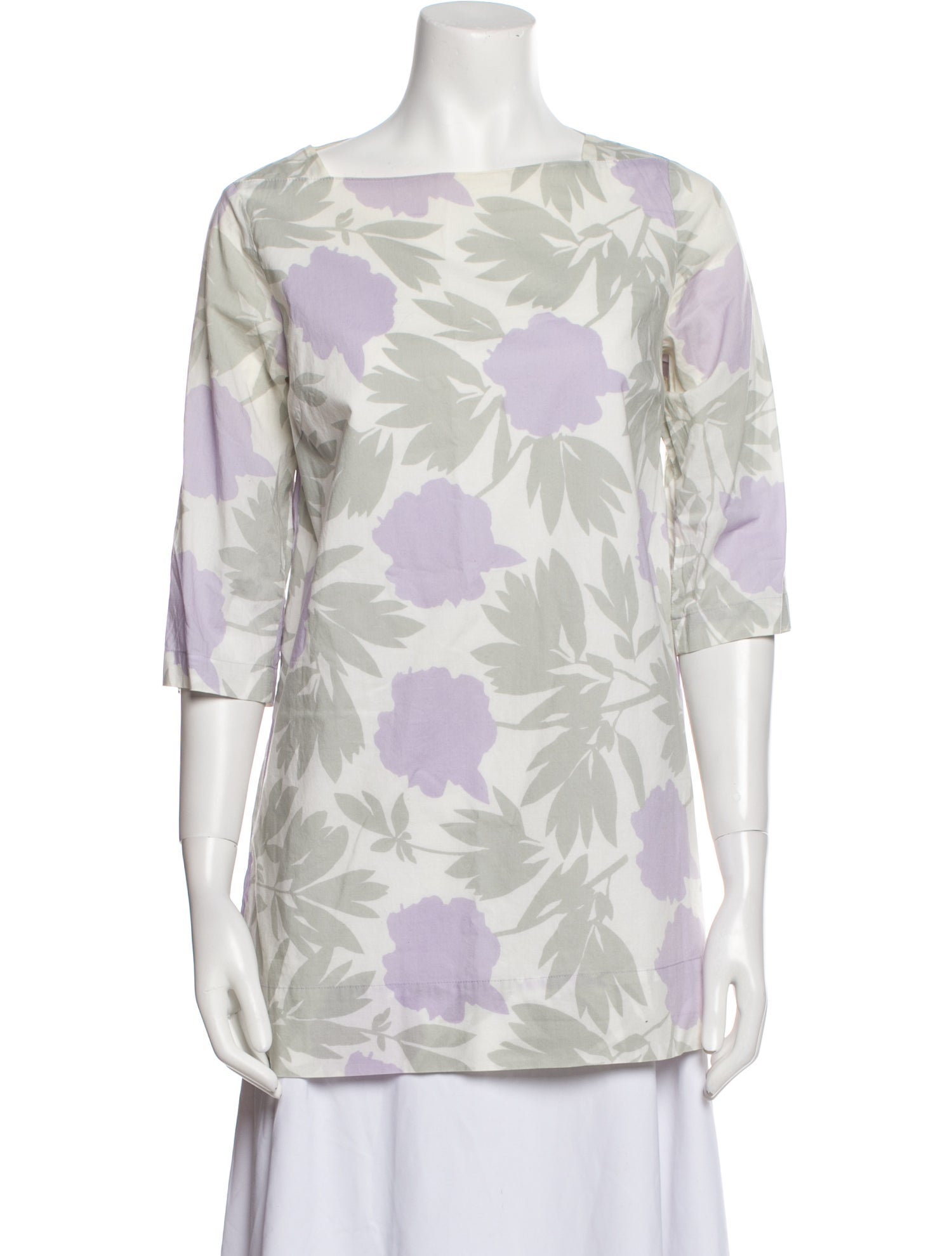 Marimekko Floral Print Bateau Neckline Tunic