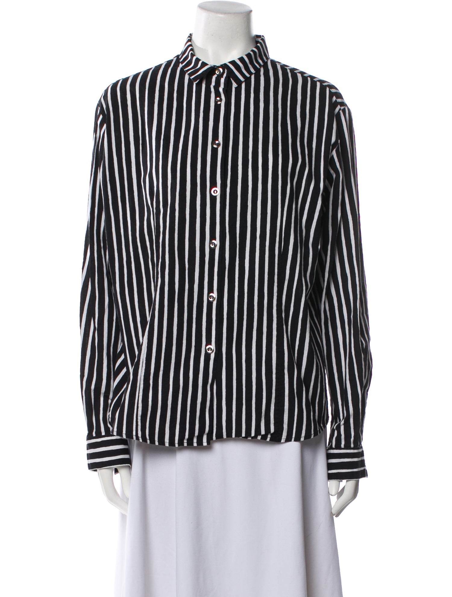 Marimekko Striped Long Sleeve Button-Up Top