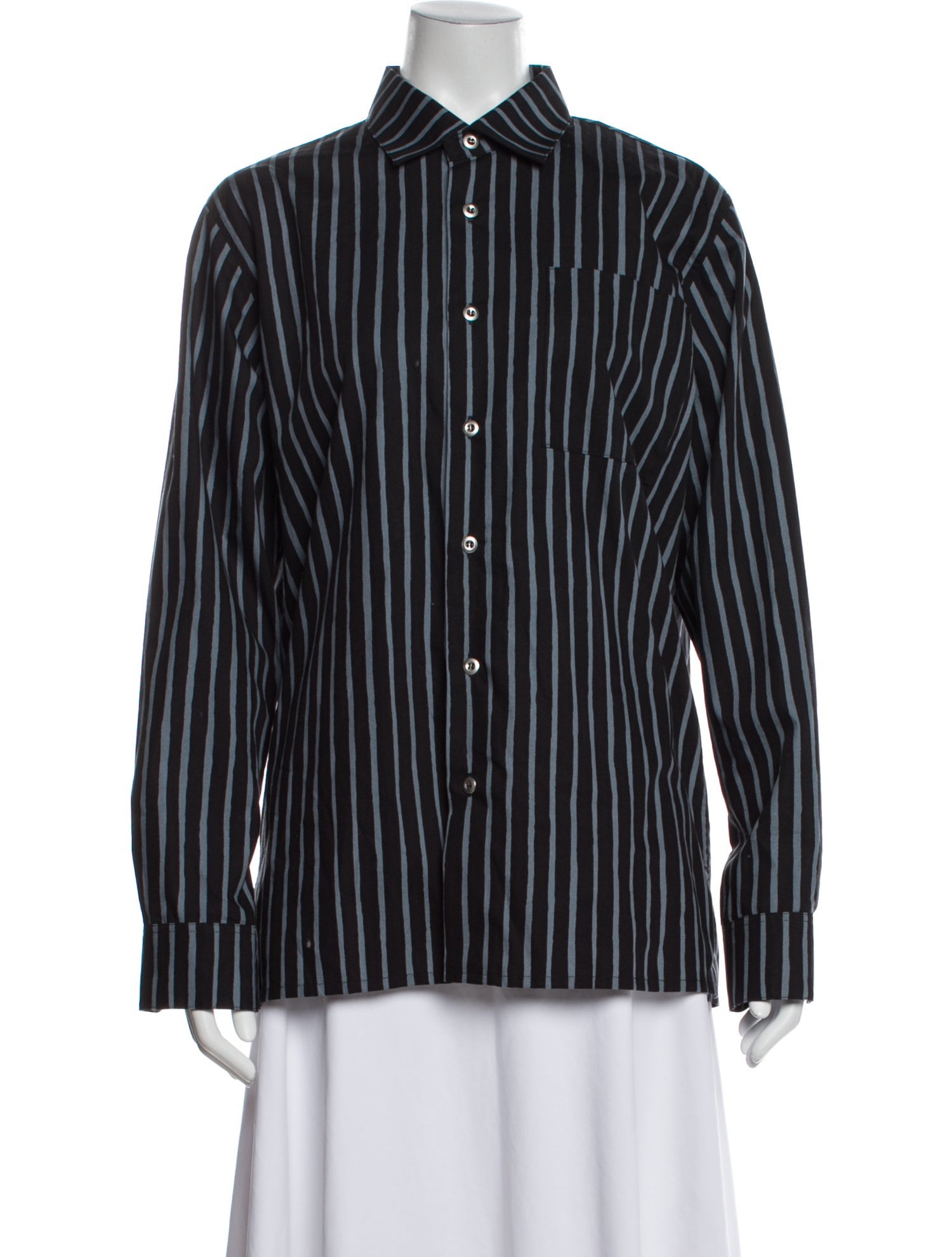 Marimekko Striped Long Sleeve Button-Up Top