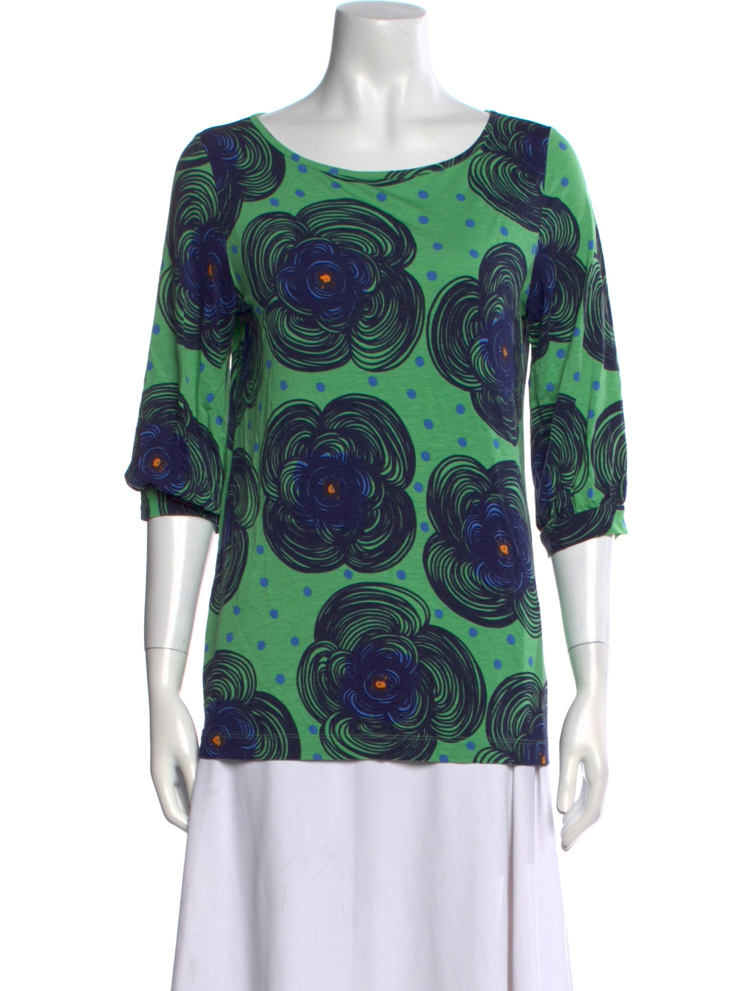 Marimekko Floral Print Bateau Neckline Blouse
