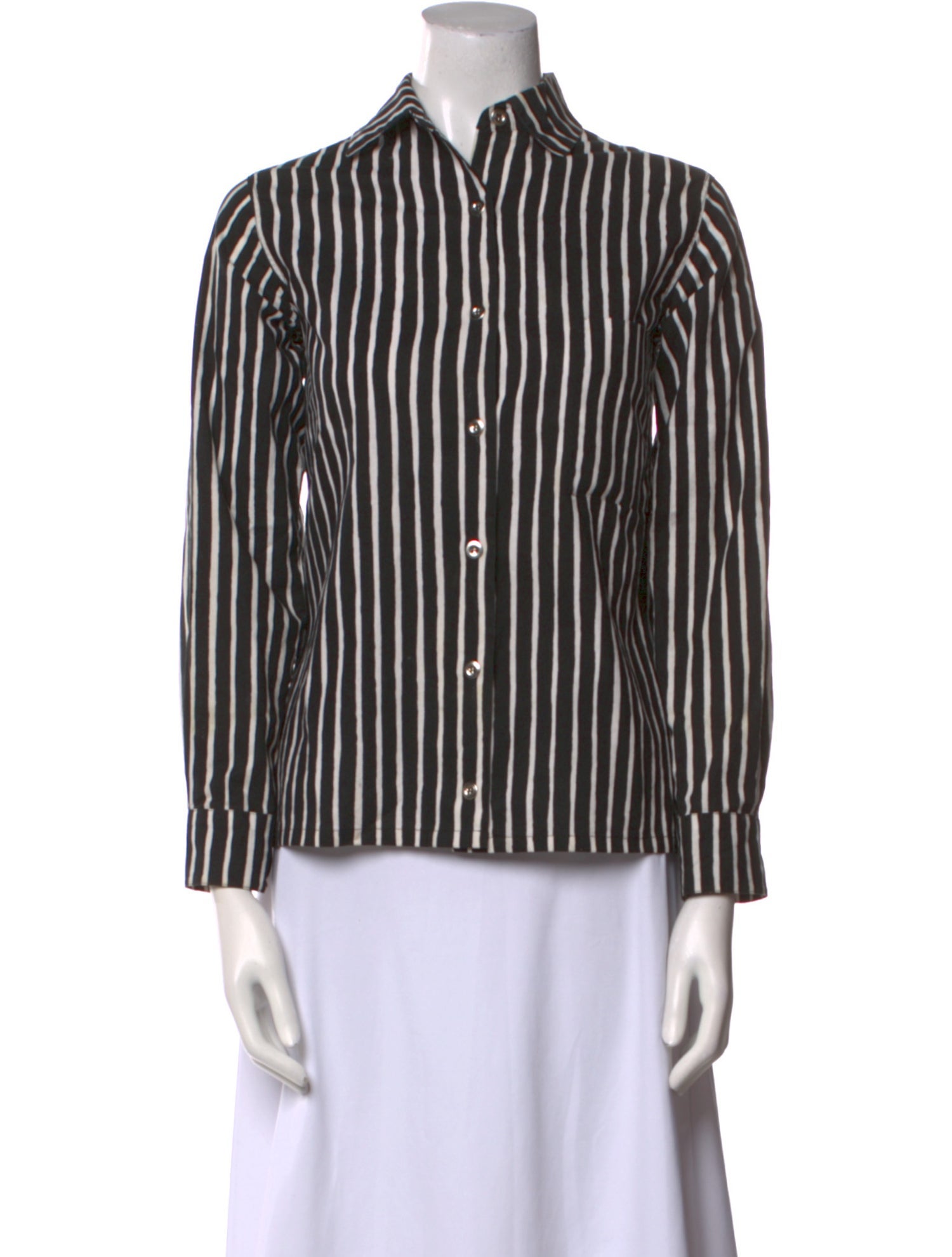 Marimekko Striped Long Sleeve Button-Up Top