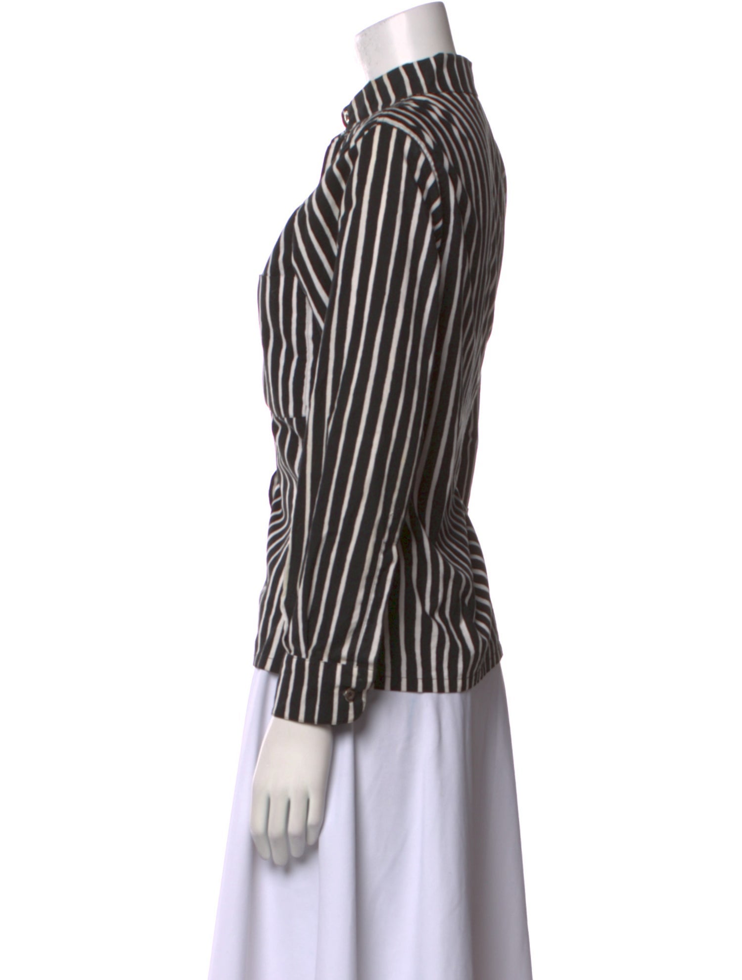 Marimekko Striped Long Sleeve Button-Up Top