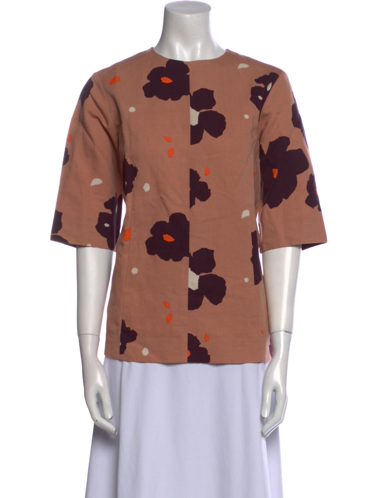 Marimekko Printed Crew Neck Button-Up Top