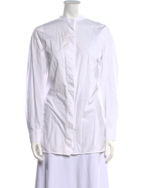 Marimekko Mock Neck Long Sleeve Button-Up Top