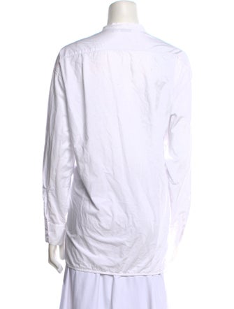 Marimekko Mock Neck Long Sleeve Button-Up Top