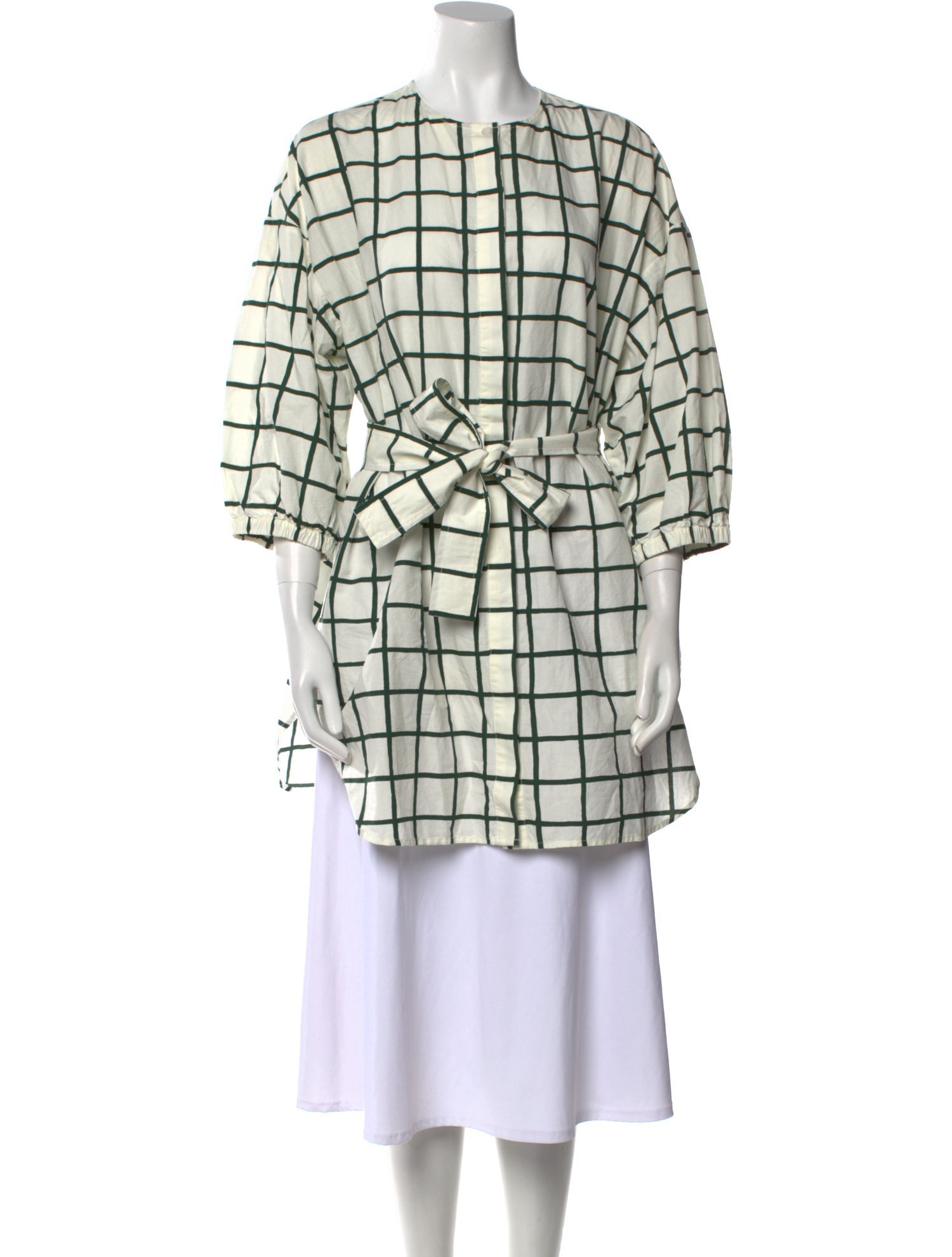 Marimekko Plaid Print Crew Neck Tunic