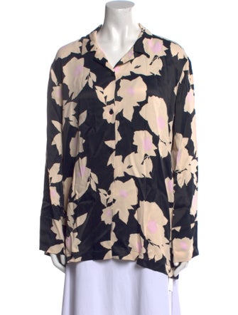 Marimekko Floral Print Long Sleeve Button-Up Top