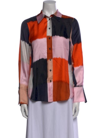 Marimekko Silk Printed Button-Up Top
