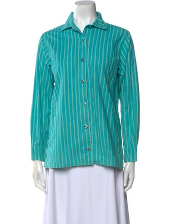 Marimekko Striped Long Sleeve Button-Up Top
