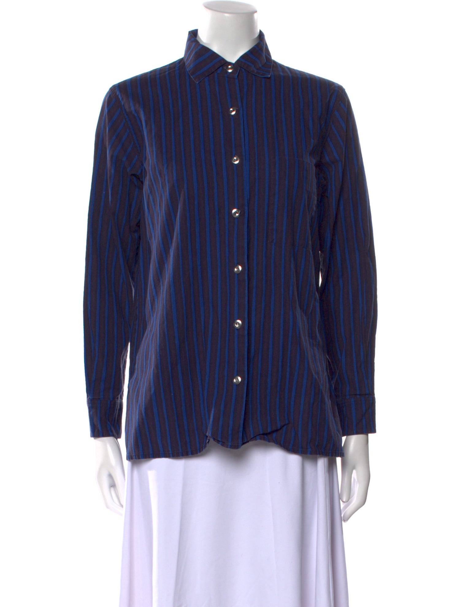Marimekko Striped Long Sleeve Button-Up Top
