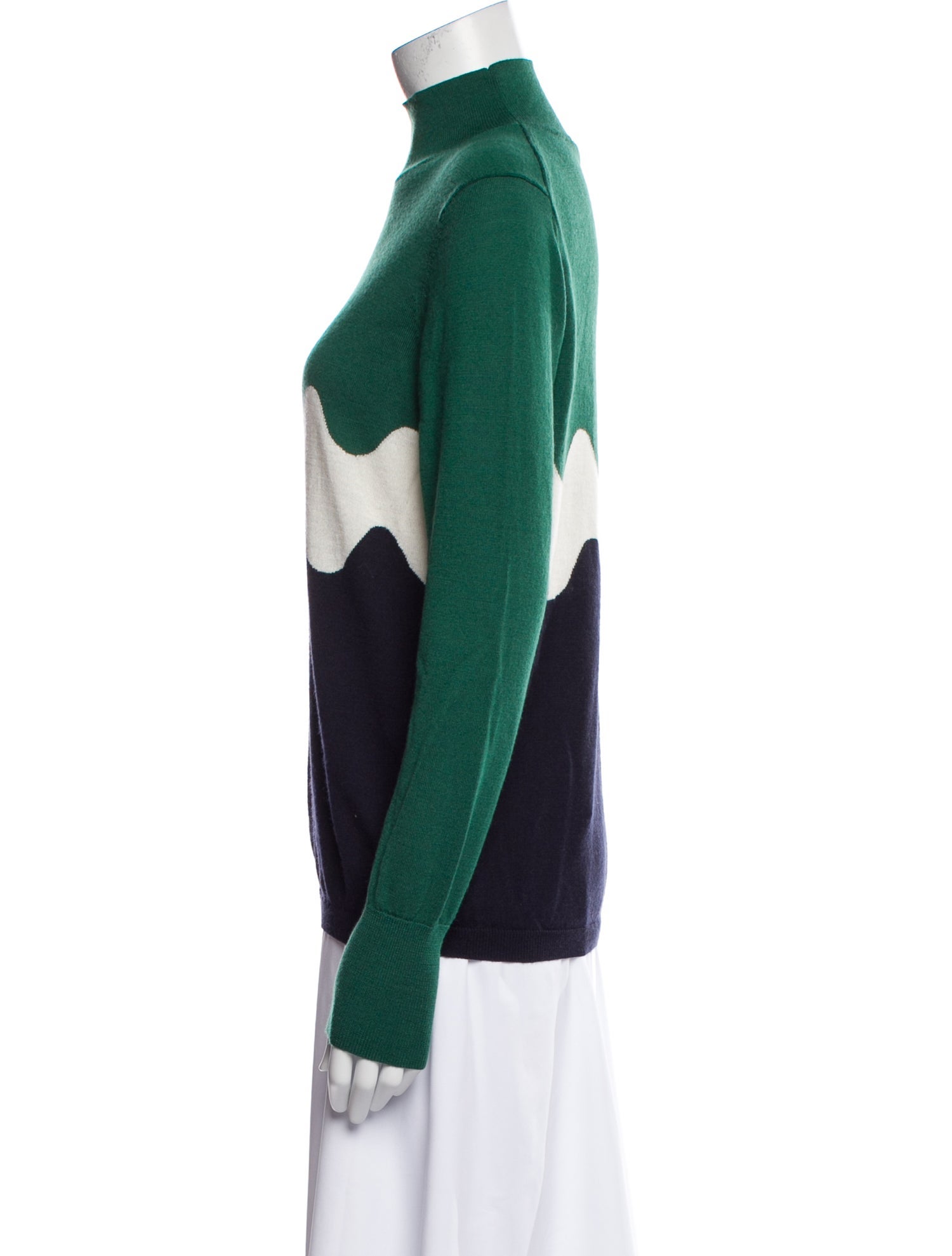 Marimekko Colorblock Pattern Mock Neck Sweater
