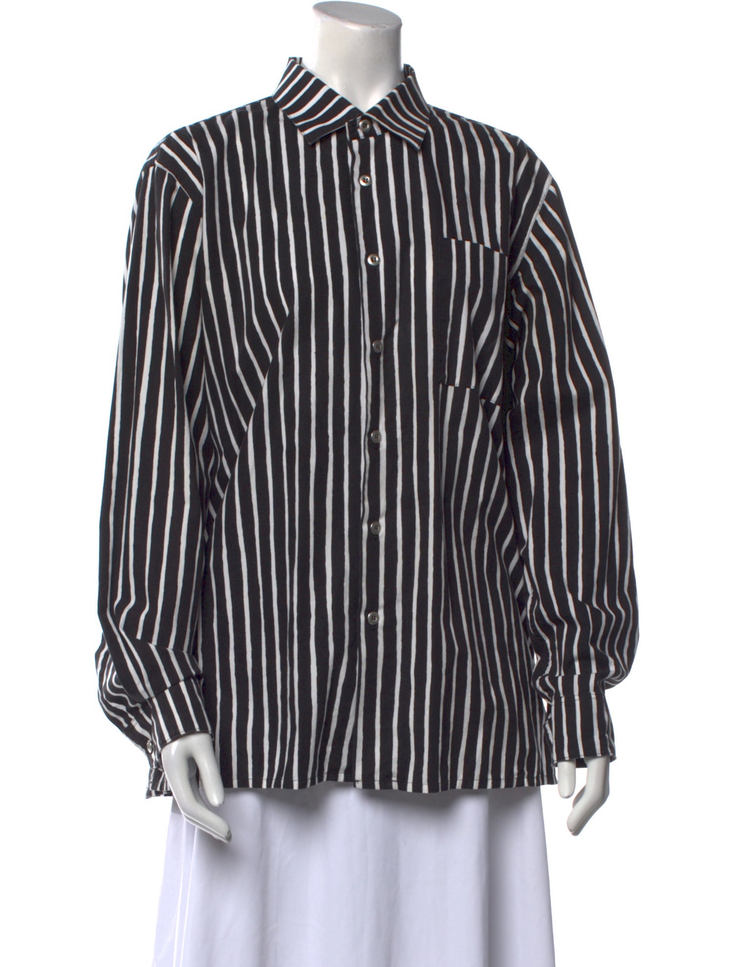 Marimekko Striped Long Sleeve Button-Up Top