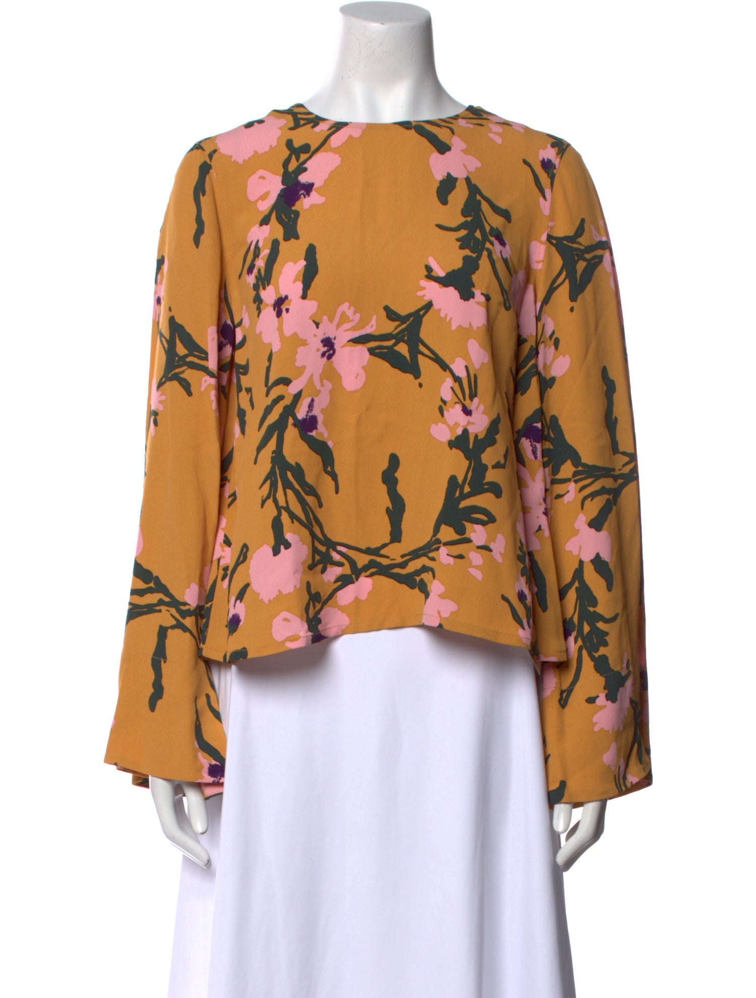 Marimekko Floral Print Bateau Neckline Blouse