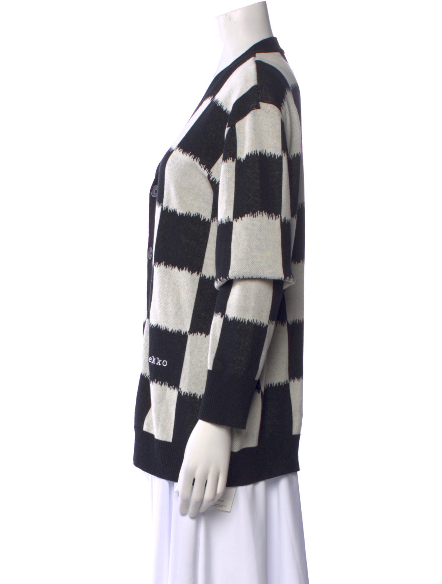 Marimekko Plaid Print V-Neck Sweater