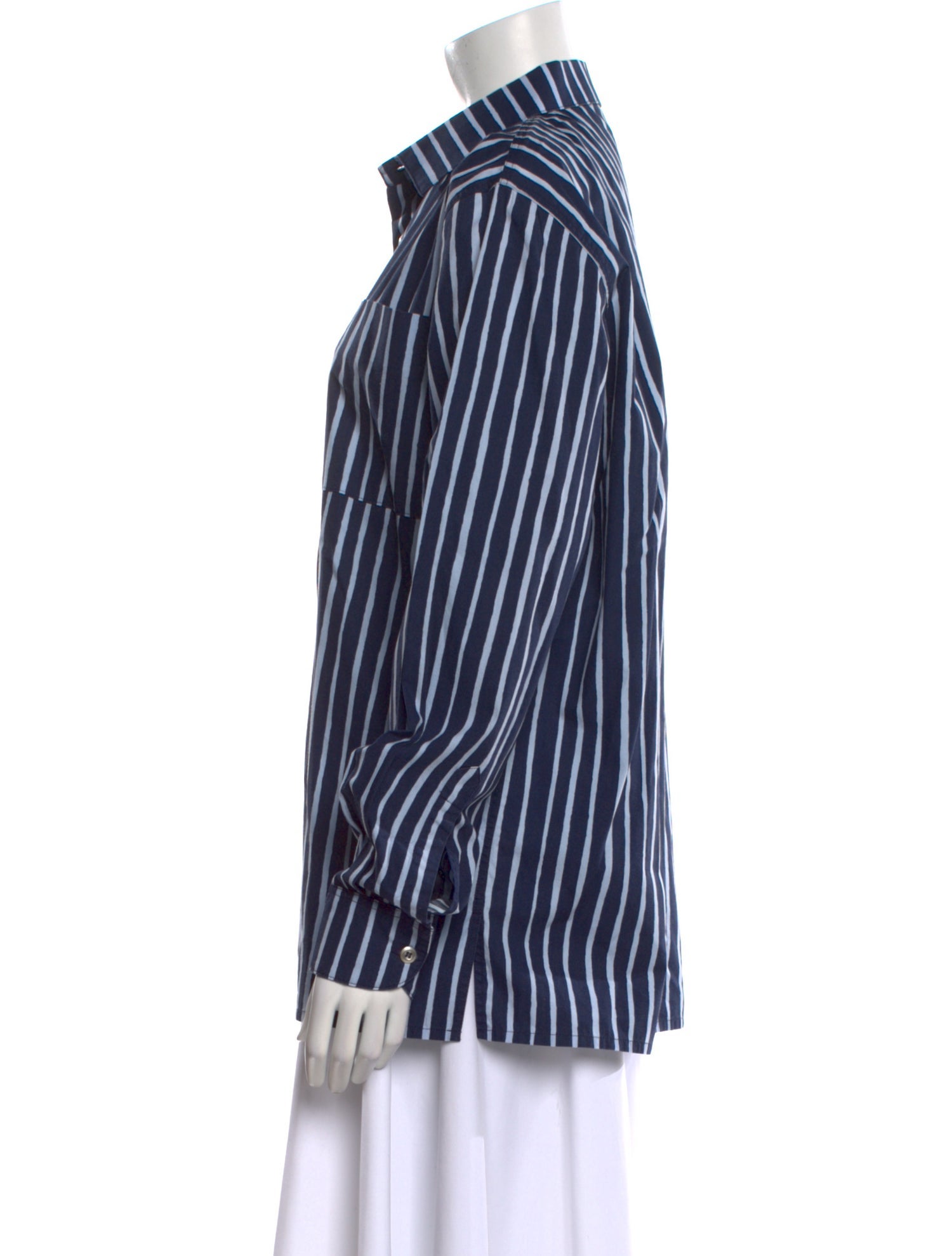 Marimekko Striped Long Sleeve Button-Up Top