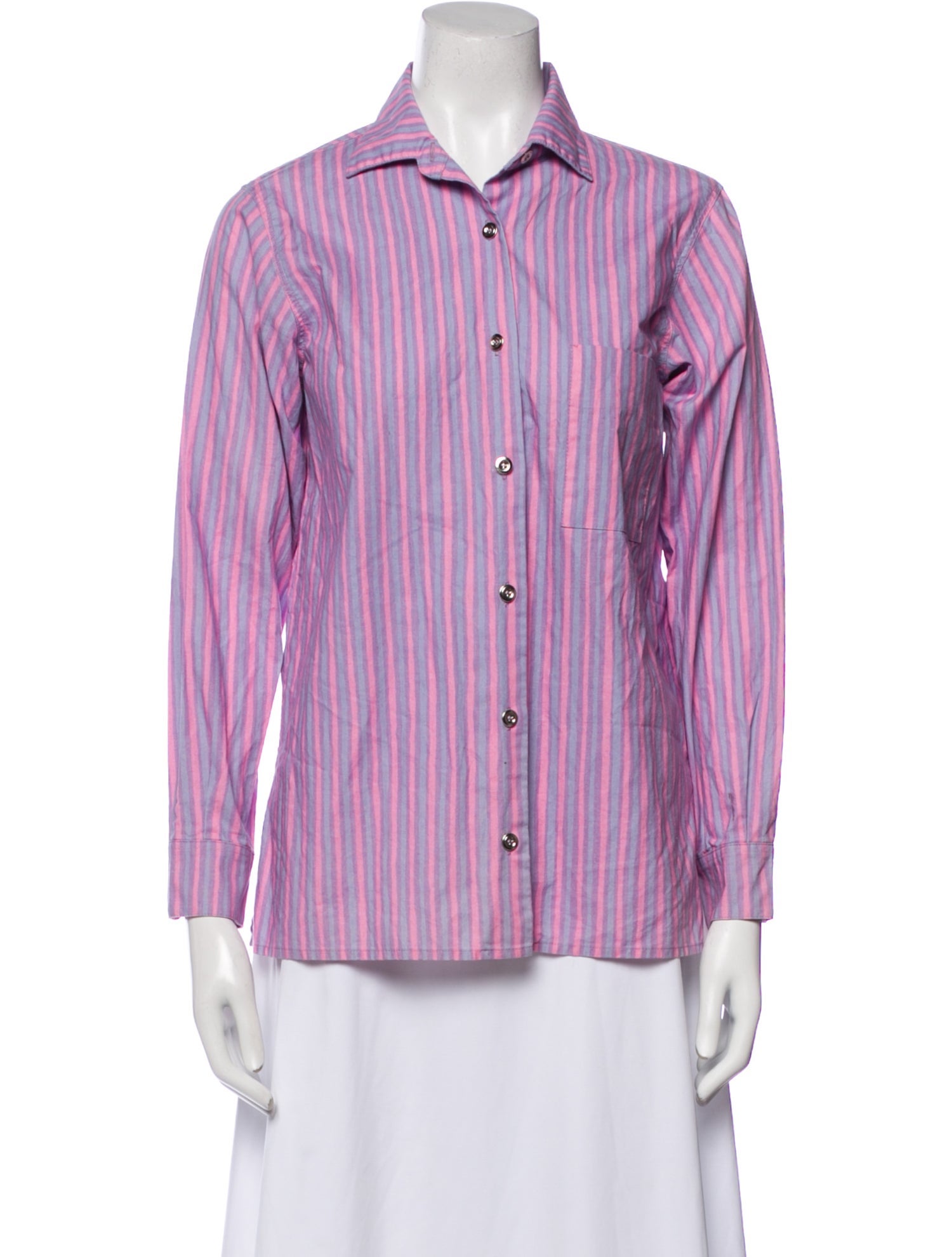 Marimekko Striped Long Sleeve Button-Up Top