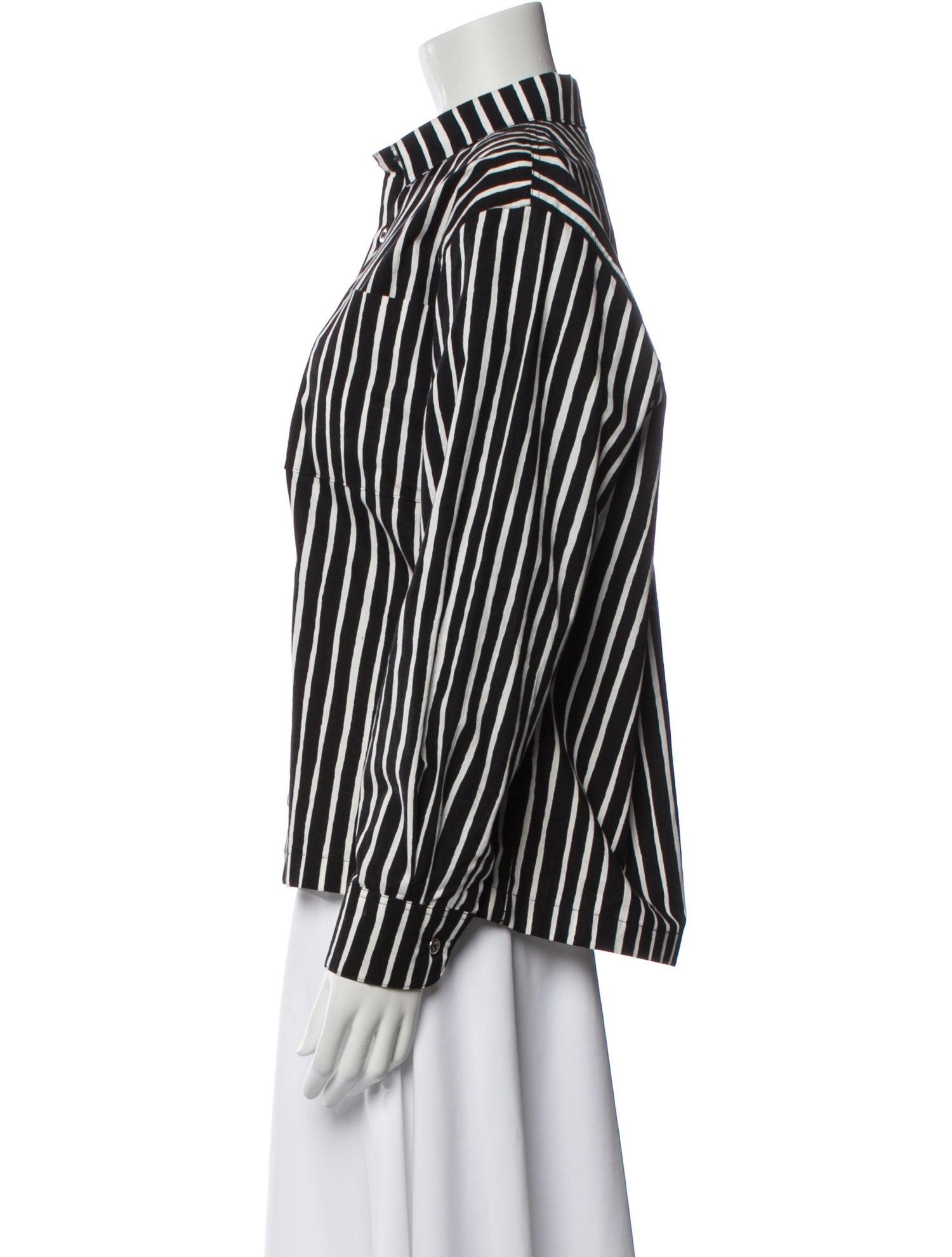 Marimekko Striped Long Sleeve Button-Up Top