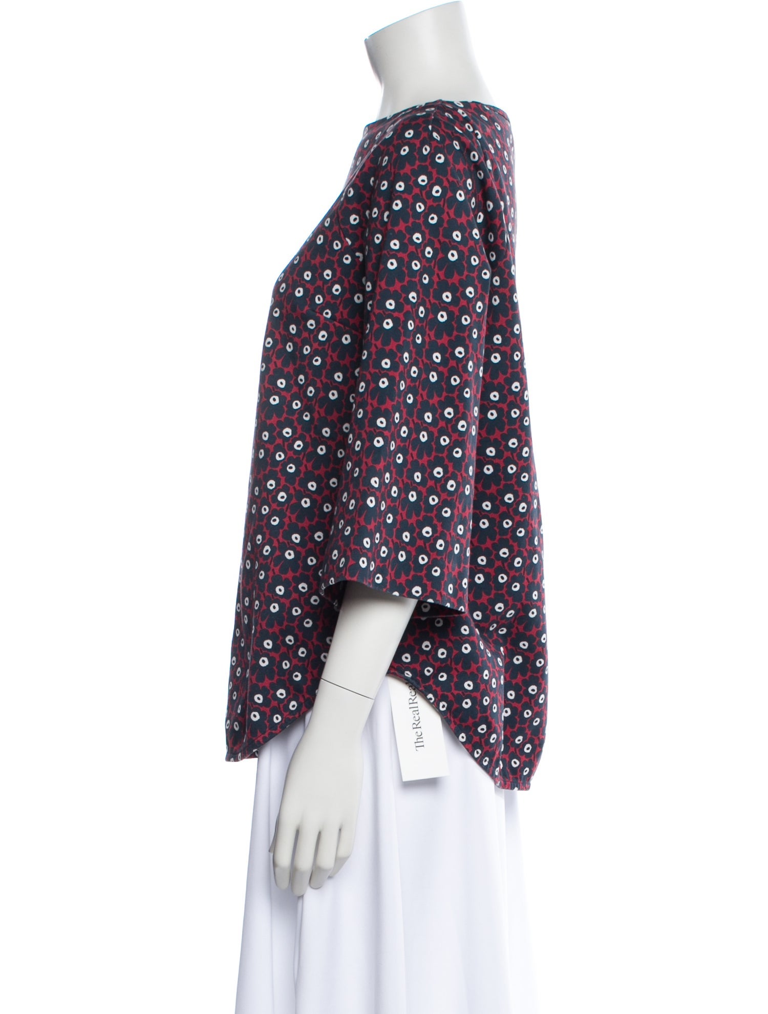 Marimekko Floral Print Bateau Neckline Blouse