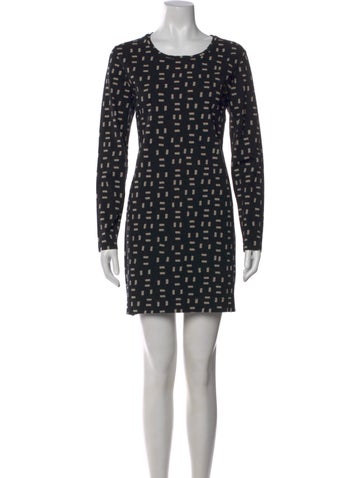 Pre-owned Marimekko Printed Mini Dress In Black