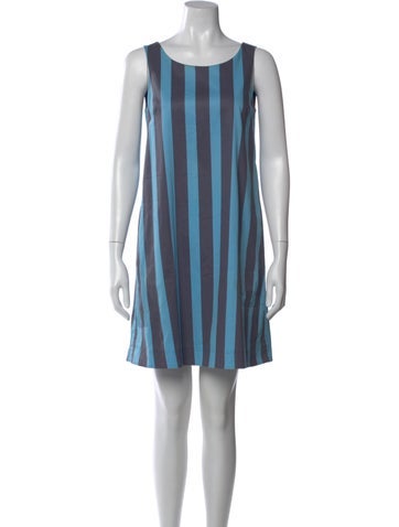 Pre-owned Marimekko Striped Mini Dress In Blue