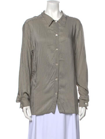 Marina Rinaldi Tops Striped Long Sleeve Button-Up Top XS