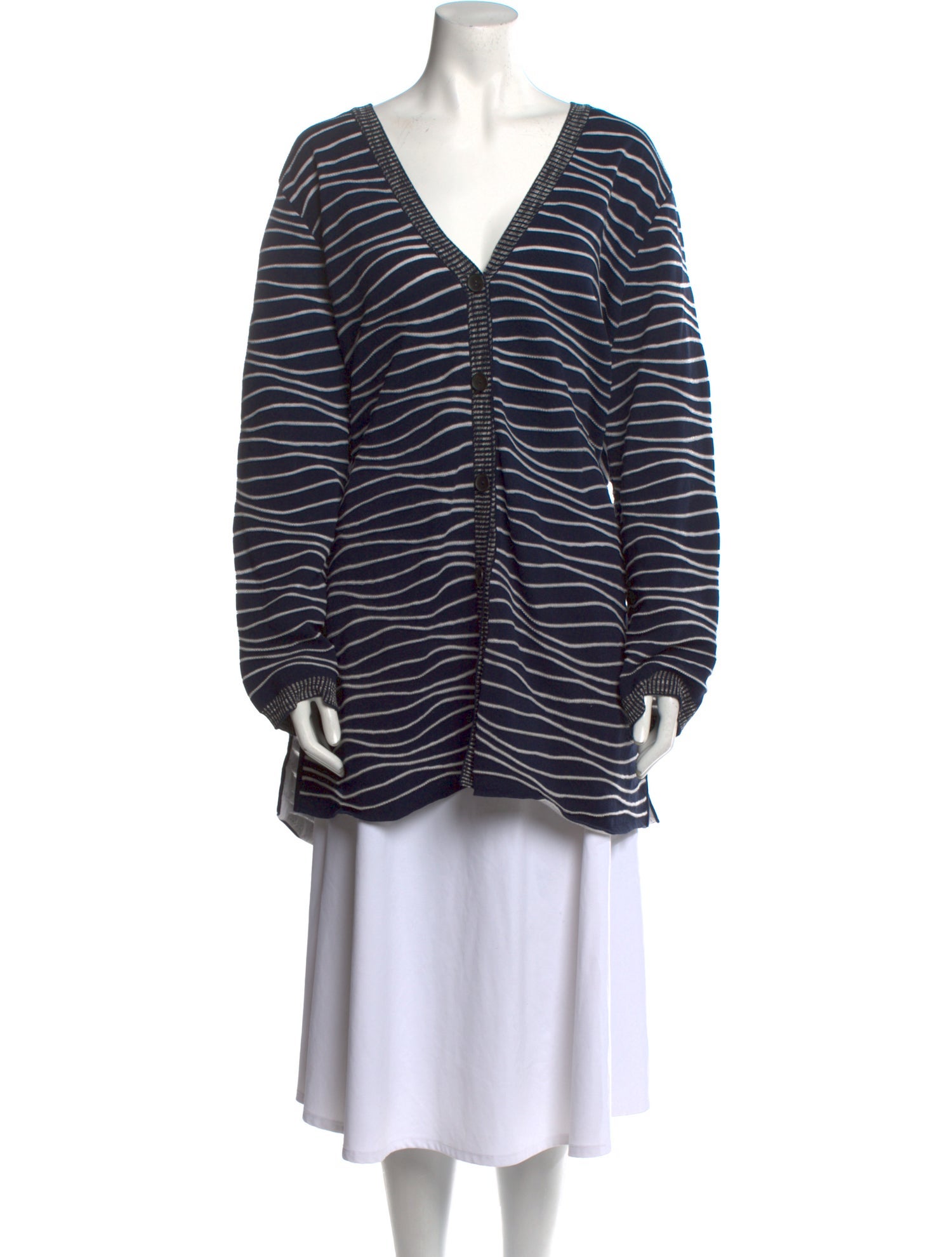 Marina Rinaldi Striped Knit Cardigan