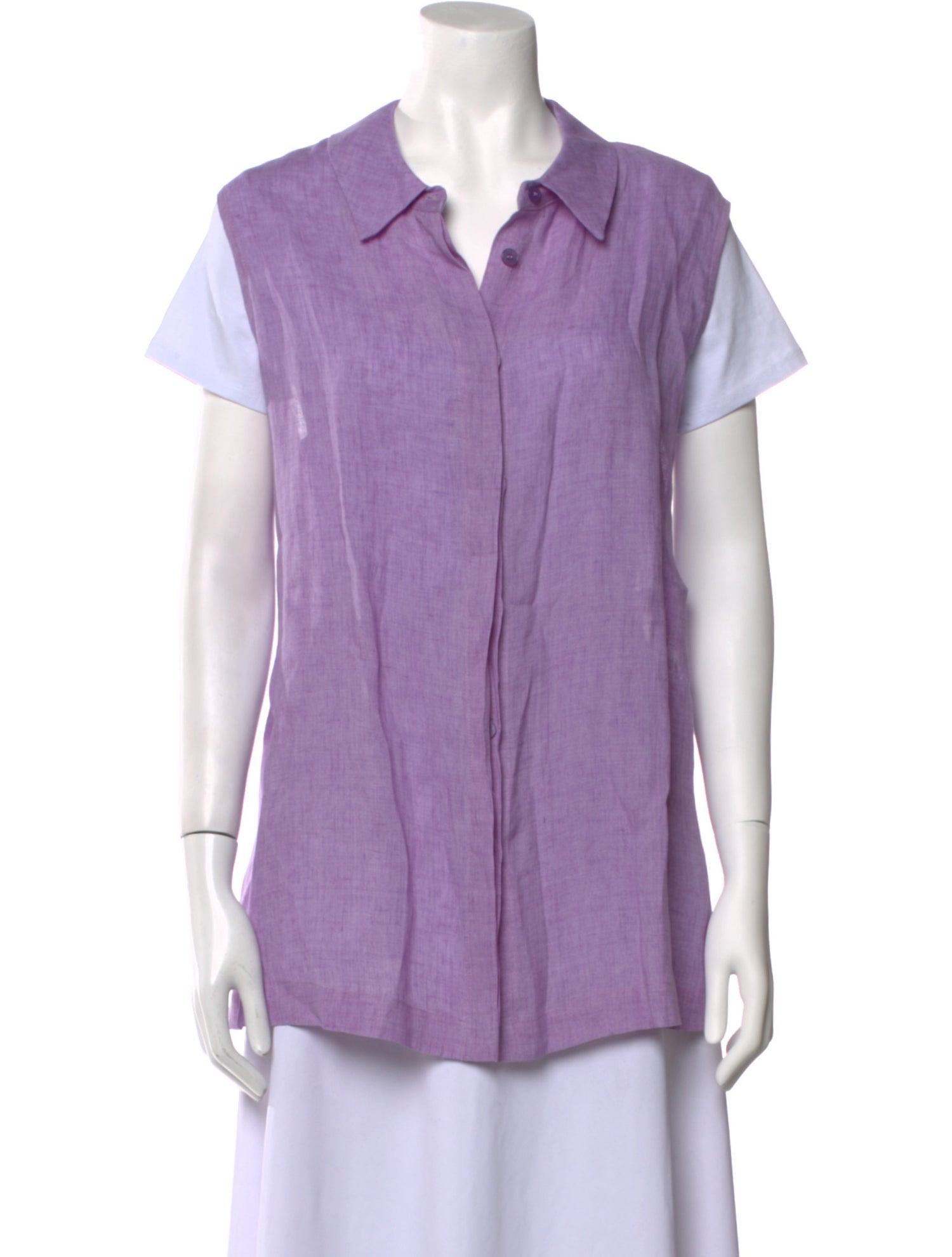 Marina Rinaldi Linen Short Sleeve Button-Up Top w/ Tags