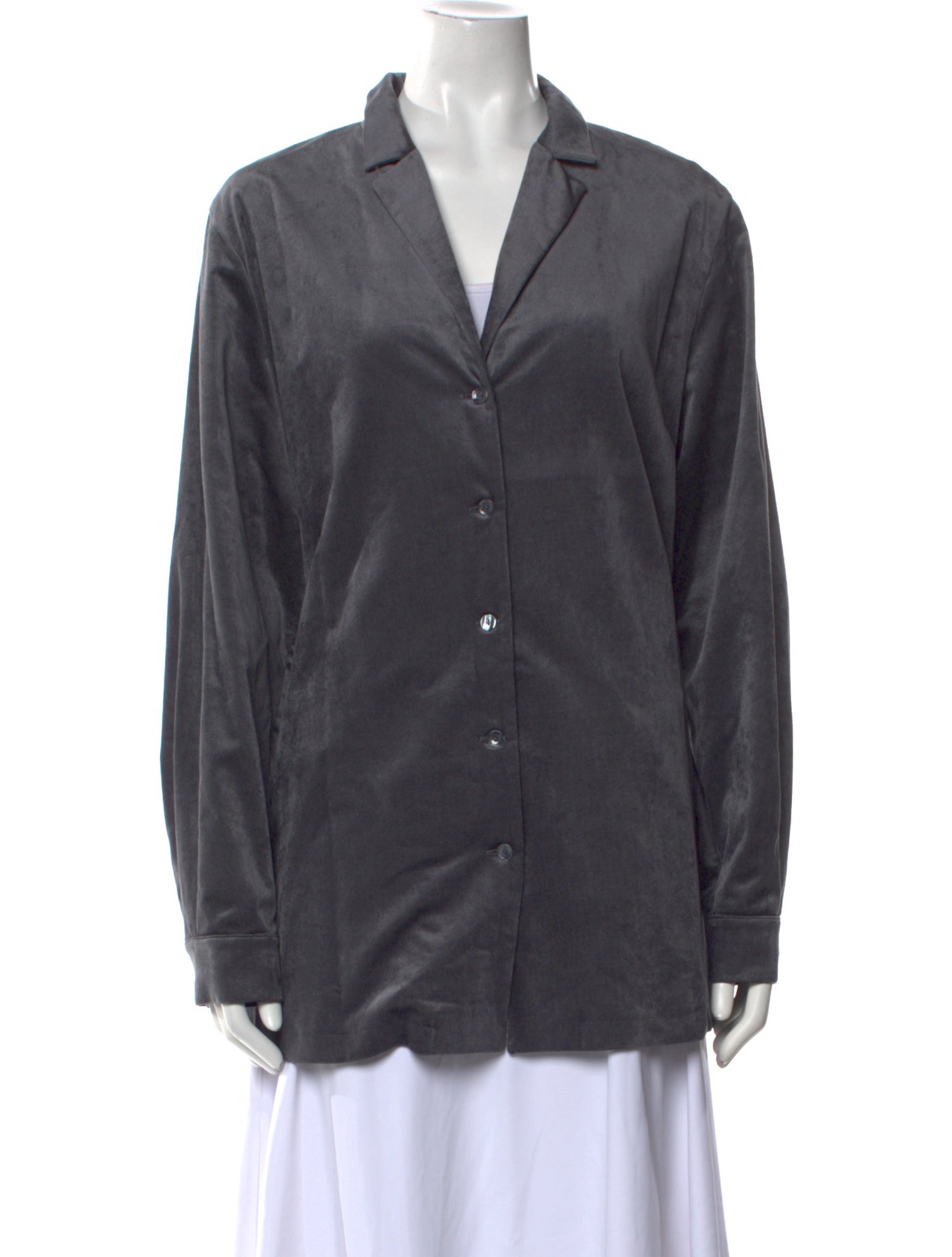 Marina Rinaldi V-Neck Long Sleeve Button-Up Top