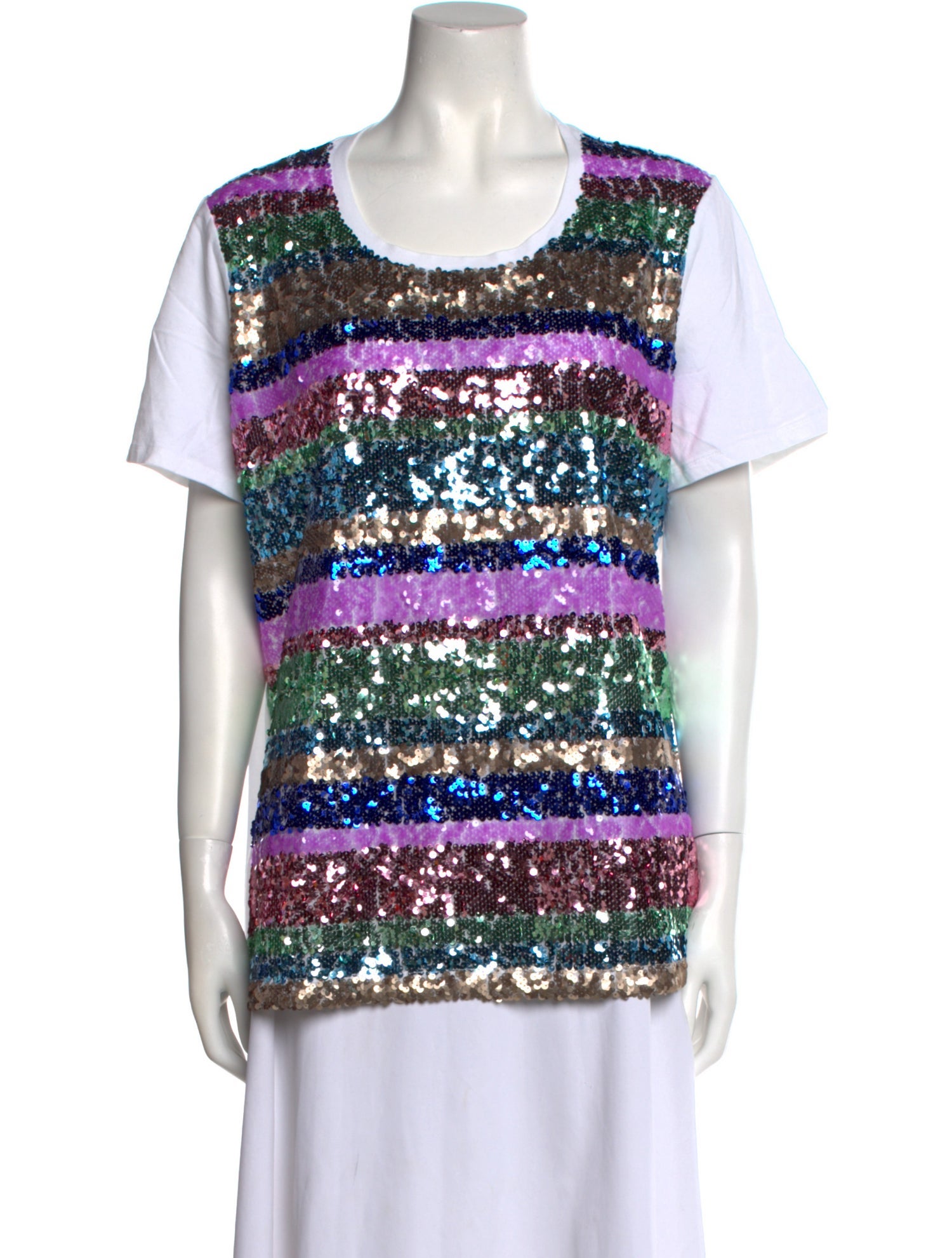 Marina Rinaldi Striped Scoop Neck T-Shirt