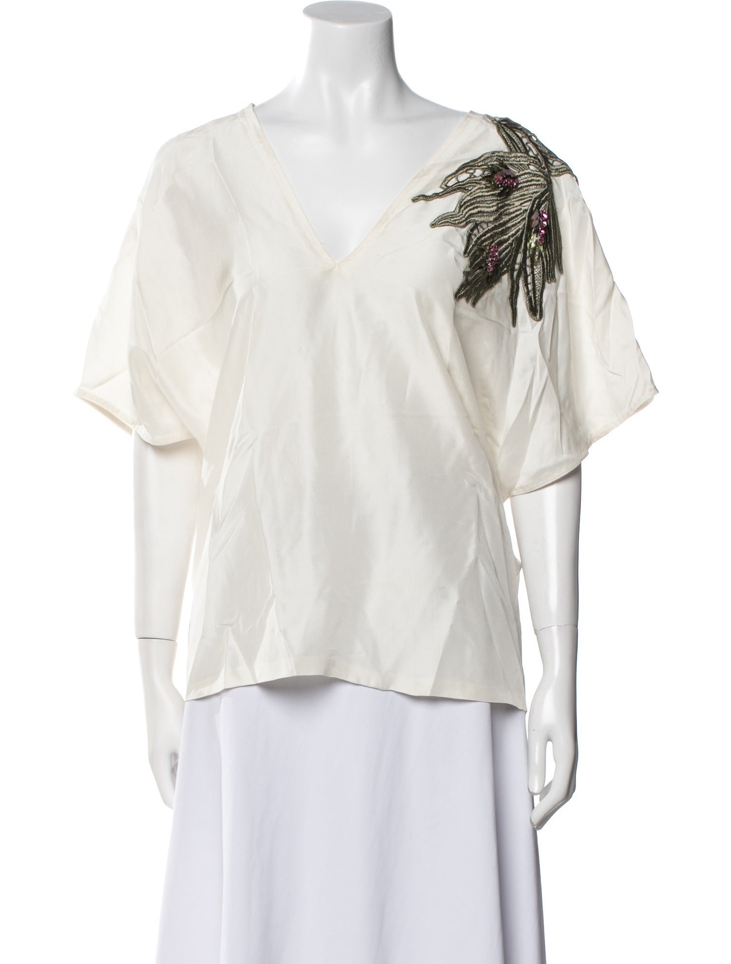 Marina Rinaldi Silk V-Neck Blouse