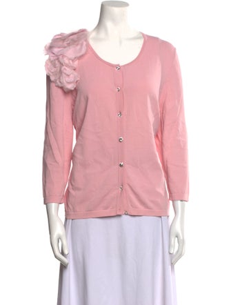 Marina Rinaldi Scoop Neck Three-Quarter Sleeve Button-Up Top