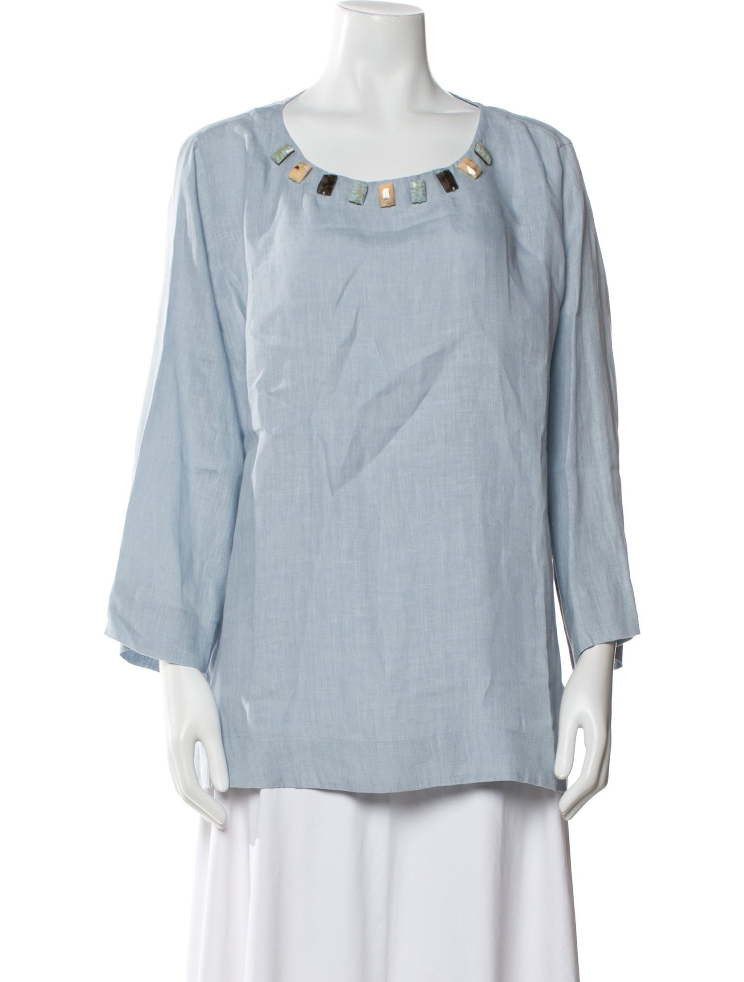 Marina Rinaldi Linen Scoop Neck Blouse