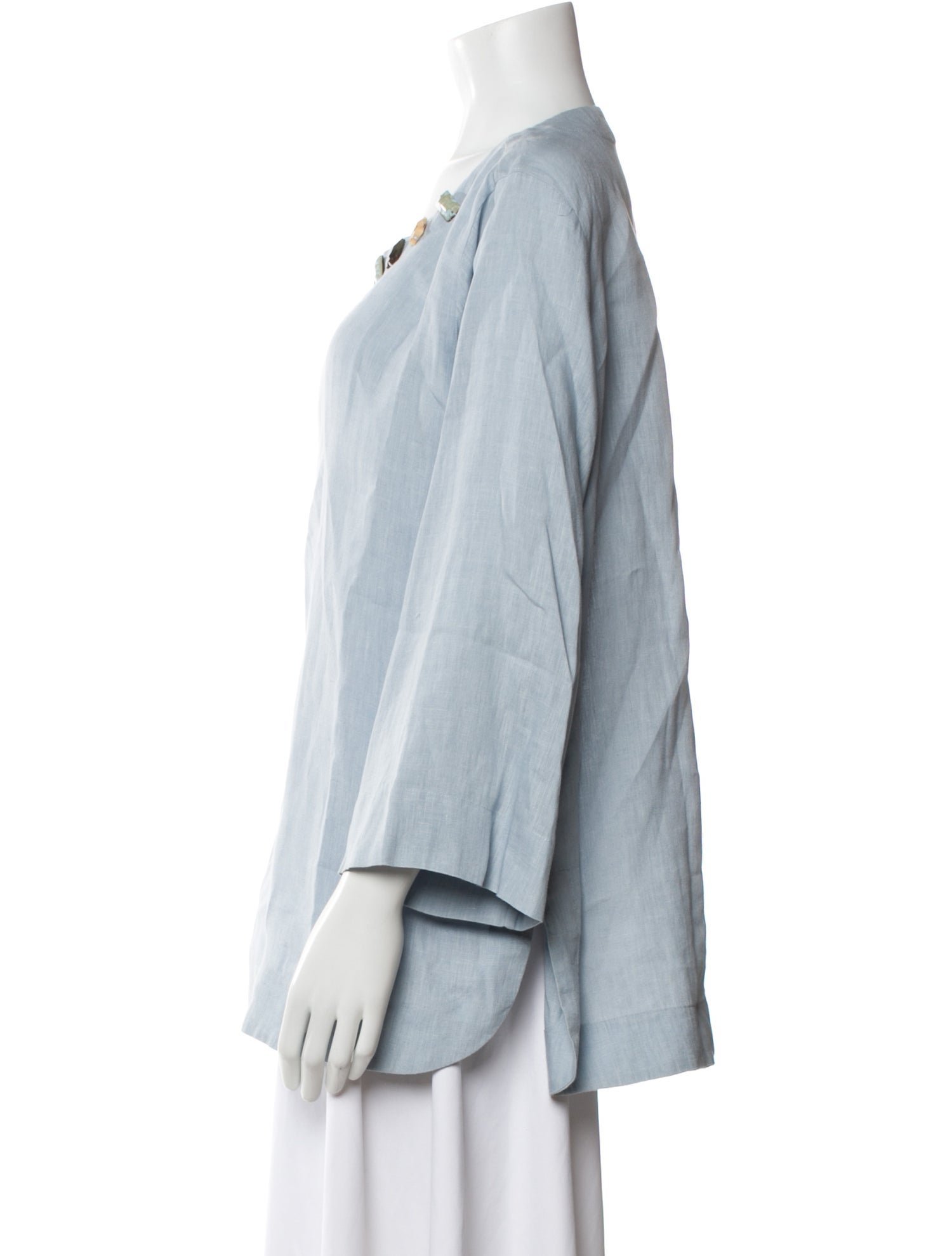 Marina Rinaldi Linen Scoop Neck Blouse