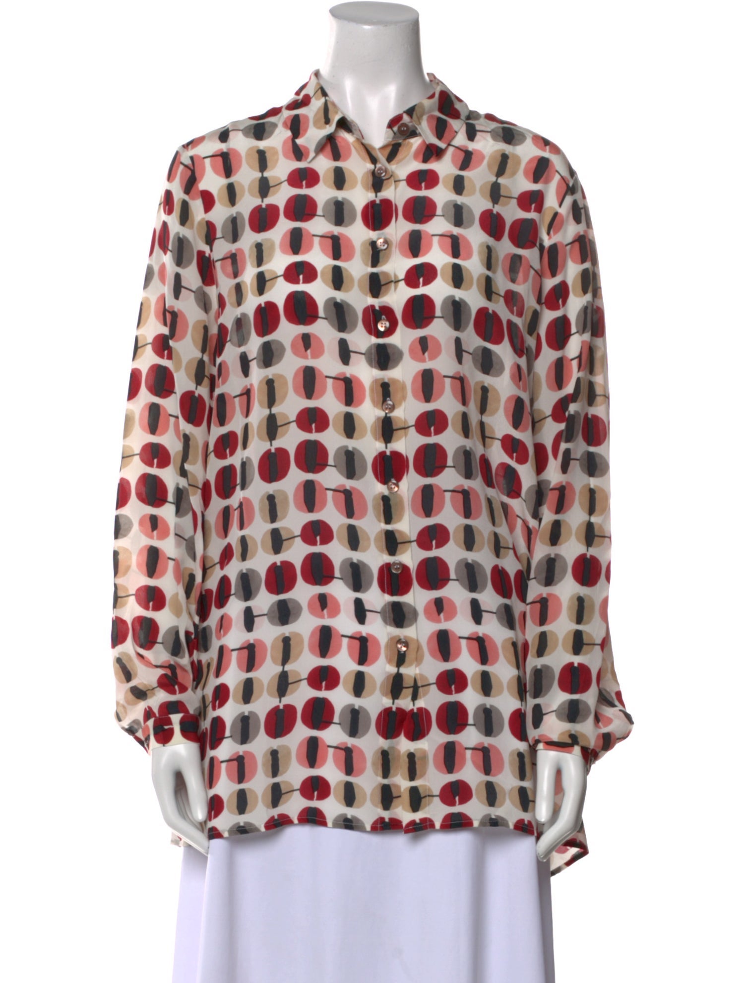 Marina Rinaldi Silk Printed Button-Up Top