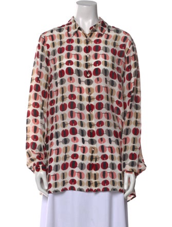 Marina Rinaldi Silk Printed Button-Up Top