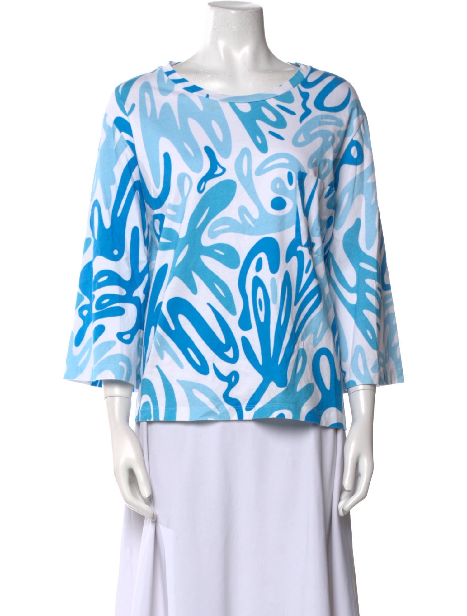 Marina Rinaldi Printed Bateau Neckline Blouse
