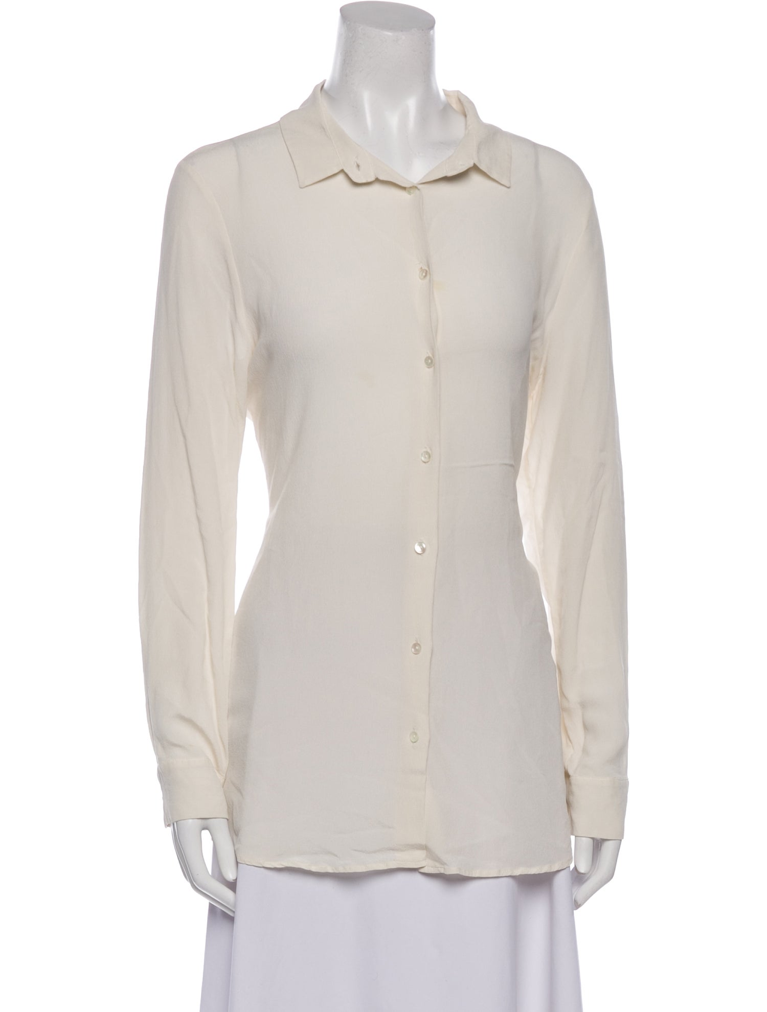 Marina Rinaldi Silk Long Sleeve Button-Up Top