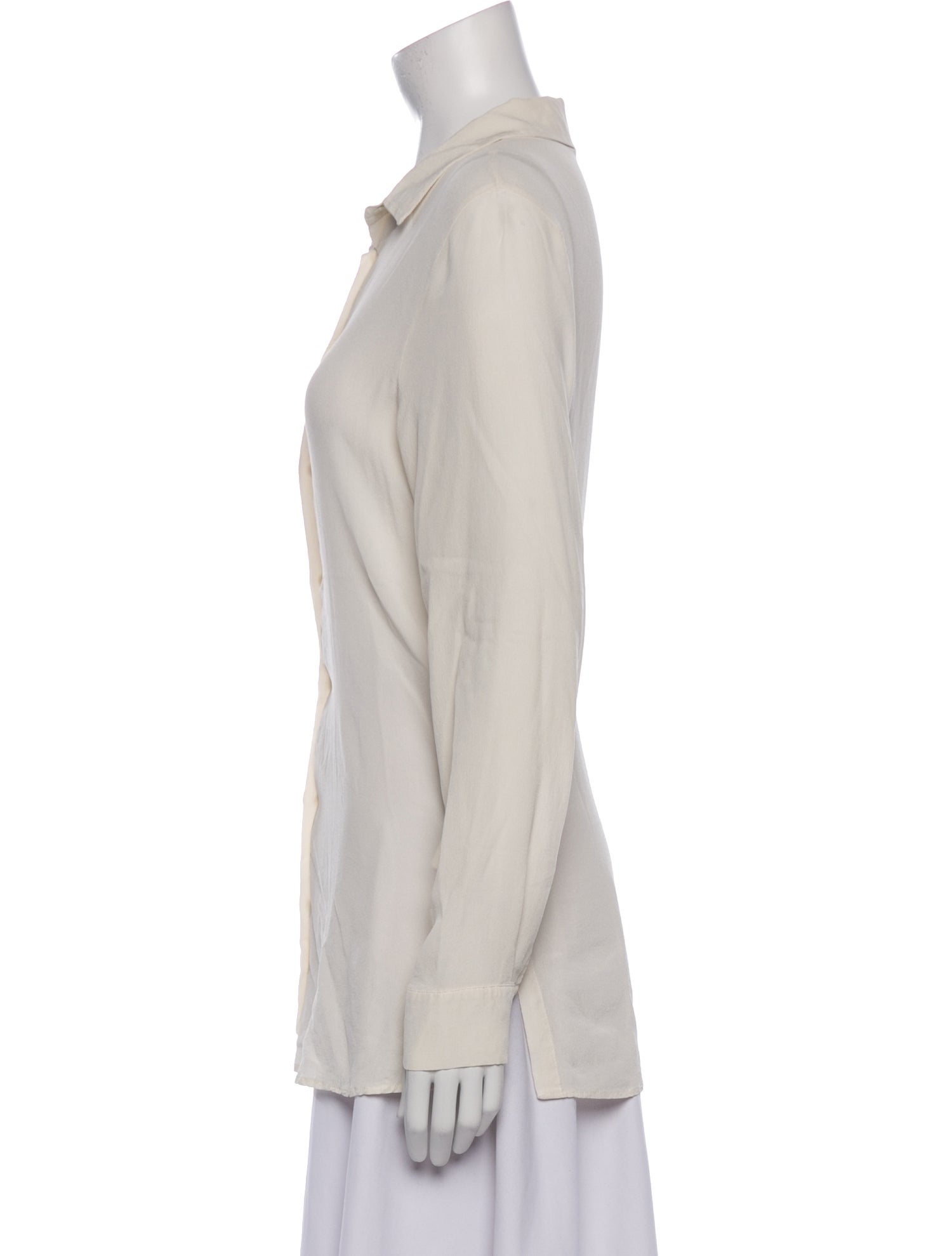 Marina Rinaldi Silk Long Sleeve Button-Up Top
